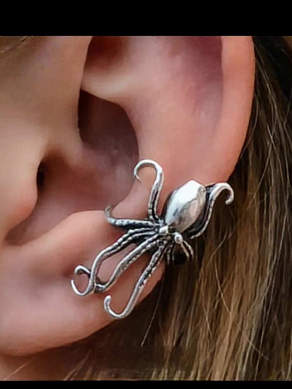 NWT* OCTOPUS Antique Silver Vintage Ear Cuff, Clip, Earring. Animaal, Ocean *NEW